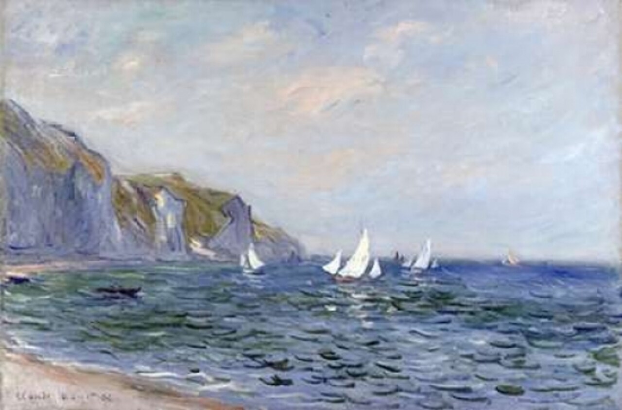 Cliffs and Sailboats at Pourville Poster Print by Claude Monet - Item # VARPDX265231